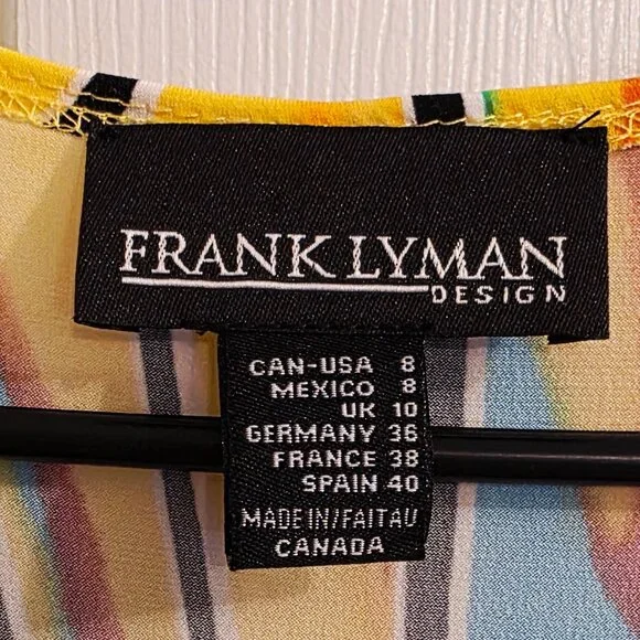 Frank Lyman Design V-Neck Cocktail Dress Size 8 Multicolor Ruffle - Picture 5 of 6